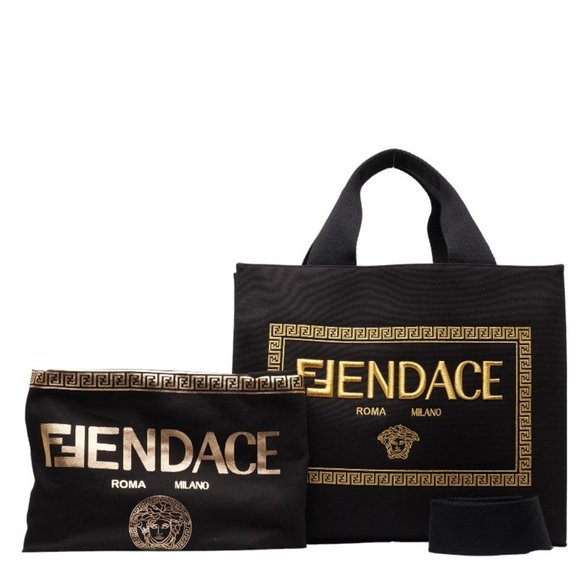 FENDI x VERSACA Versace FENDACE Fendace La Medusa Tote Bag Shoulder 8BH395 Bl... - Picture 1 of 10